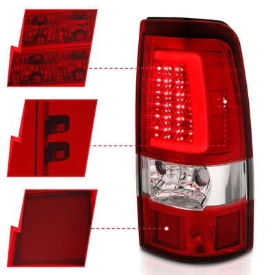 Chevy Silverado 99-02 1500/2500 01-03 3500 GMC Sierra 1500/2500 99-06 LED C Bar Style Tail Lights Red