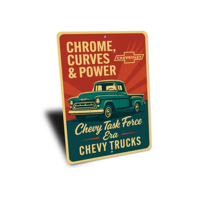 Chevy Trucks Chrome Curves And Power Chevrolet Sign