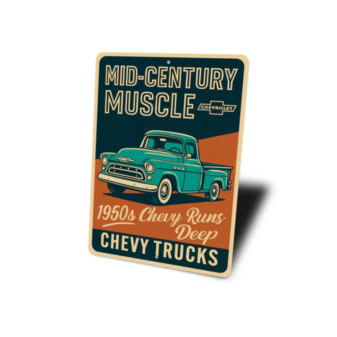 Chevy Trucks Mid-Century Muscle 1950s Chevrolet Sign