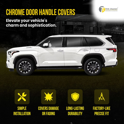 07-21 Toyota Tundra Does not fit Double Cab 2007-2022 Toyota Sequoia, No Smart Key 9 PCS Chrome Snap-on W/Tape Patented Door Handle Cover