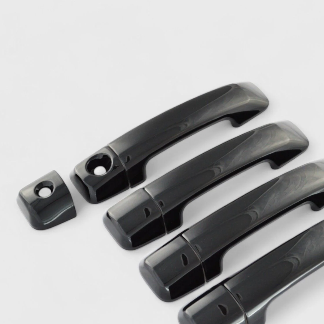 07-22 Toyota Sequoia, 07-21 Toyota Tundra Does not fit Double Cab No Smart Key 9 PCS Gloss Black Snap-on W/Tape Patented Door Handle Cover