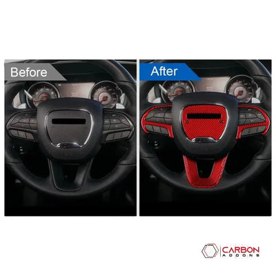 Dodge Charger/Challenger/Durango 2015-2024 Carbon Fiber Steering Wheel airbag and button trim Overlay
