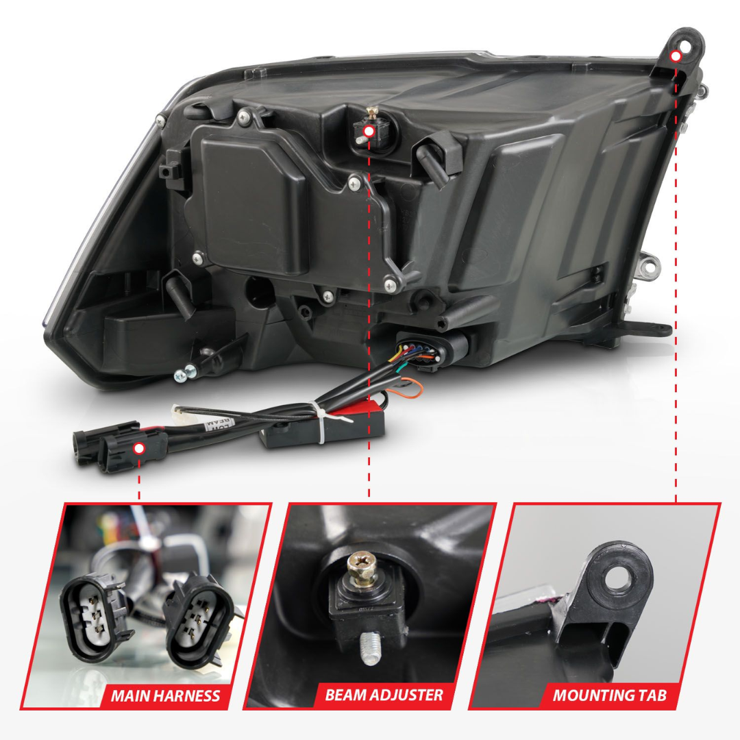 Dodge Ram 1500 09-18 Ram 2500/3500 10-18 Gloss Black Projector Headlights W/ Sequential Signals (FOR ALL MODELS)