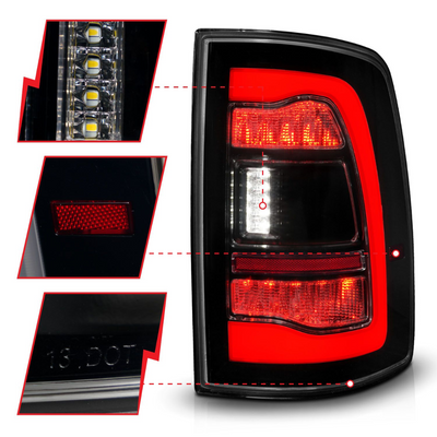 Dodge Ram 1500 09-18 / Ram 2500/3500 10-18 LED Black w/ Smoke Lens Sequential Tail Lights FITS ALL MODELS