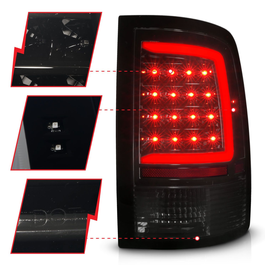 Dodge Ram 1500 09-18 / Ram 2500/3500 10-18 LED Black w/ Smoke Lens Sequential Tail Lights (NOT FOR OE LED TAIL LIGHT MODELS)
