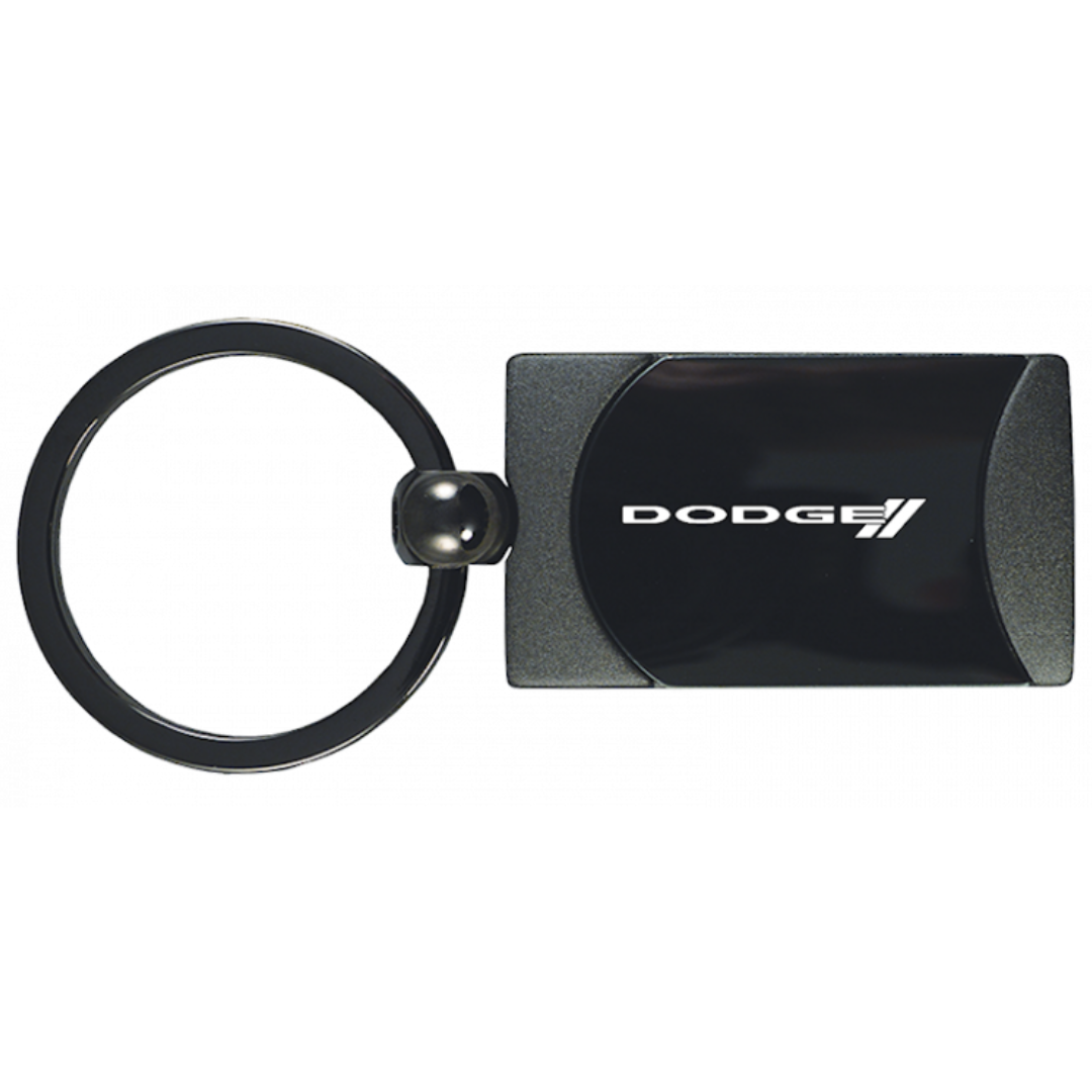 Dodge Stripe Two-Tone Rectangular Key Fob in Gun Metal | Truck Store ...