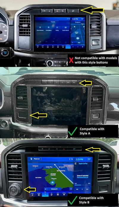 Real Carbon Fiber Infotainment Screen Trim Cover for 2021+ Ford F-150
