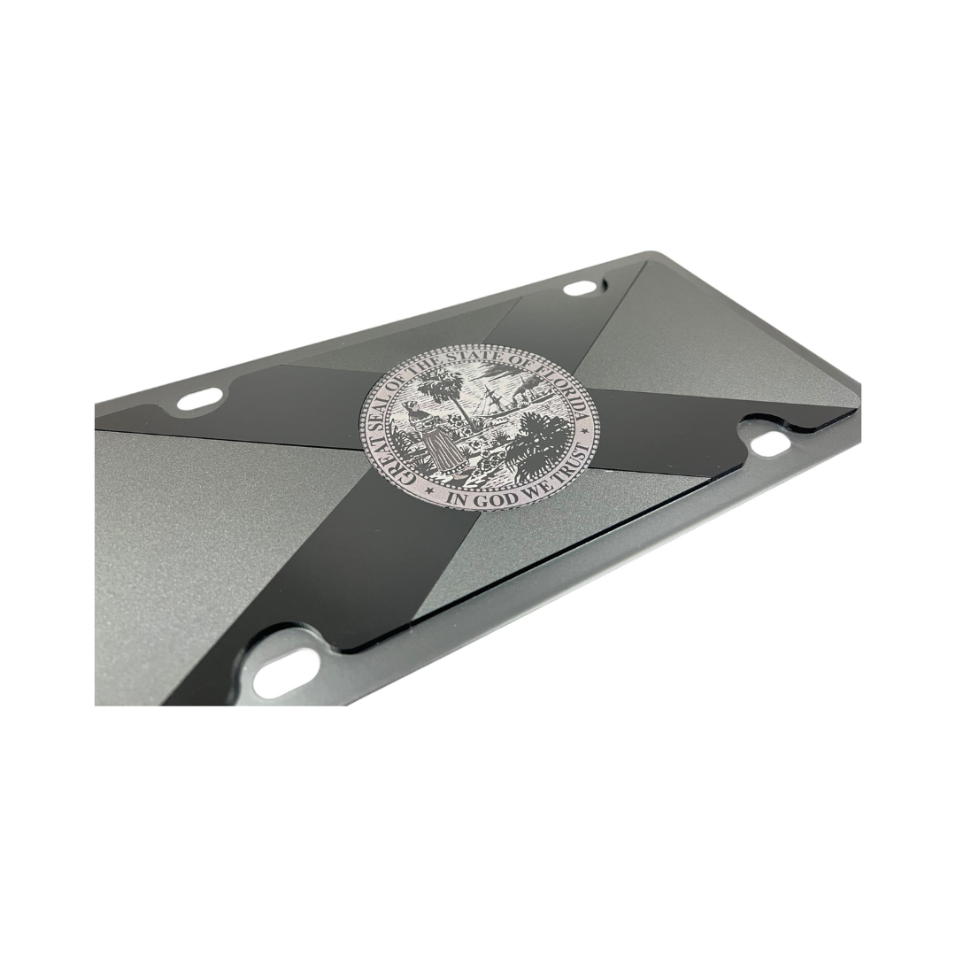 Florida State Flag Blacked Out Carbon Steel License Plate