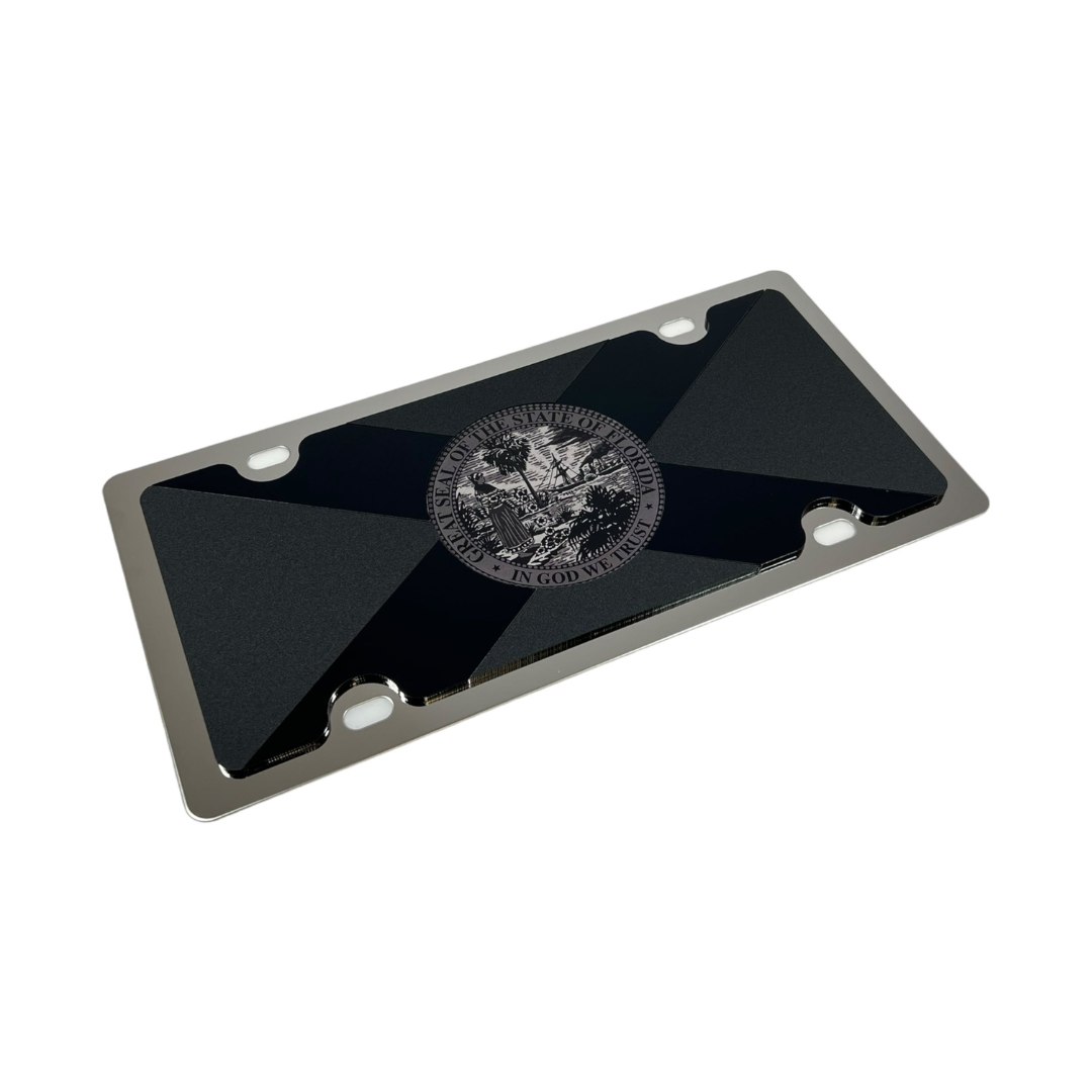 Florida State Flag Blacked Out Stainless Steel License Plate