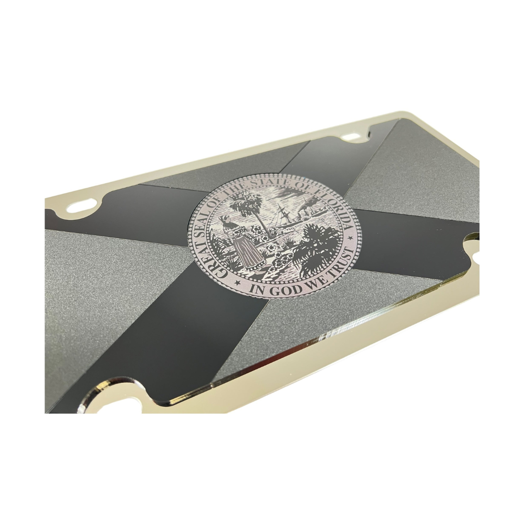 Florida State Flag Blacked Out Stainless Steel License Plate