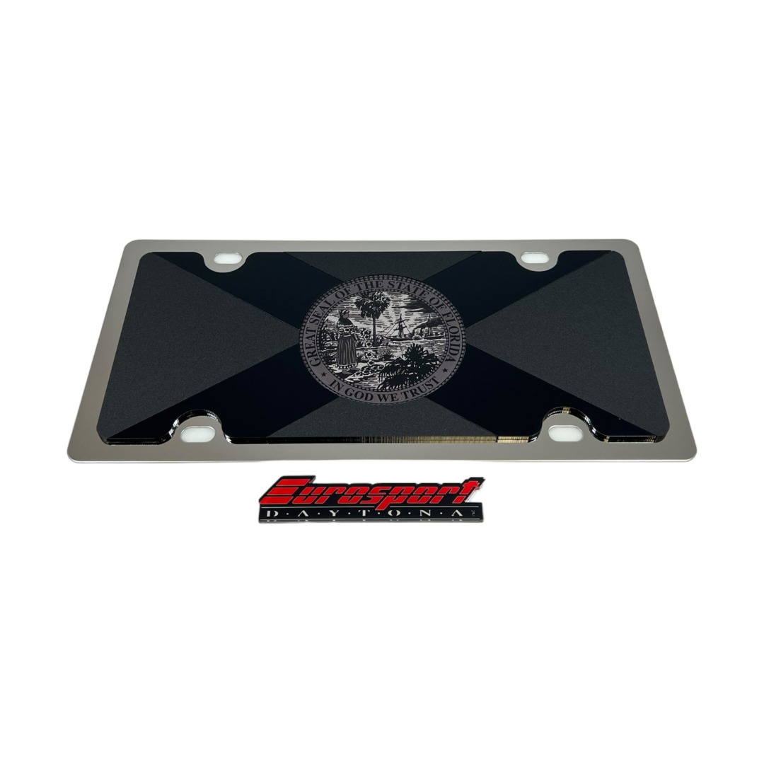 Florida State Flag Blacked Out Stainless Steel License Plate