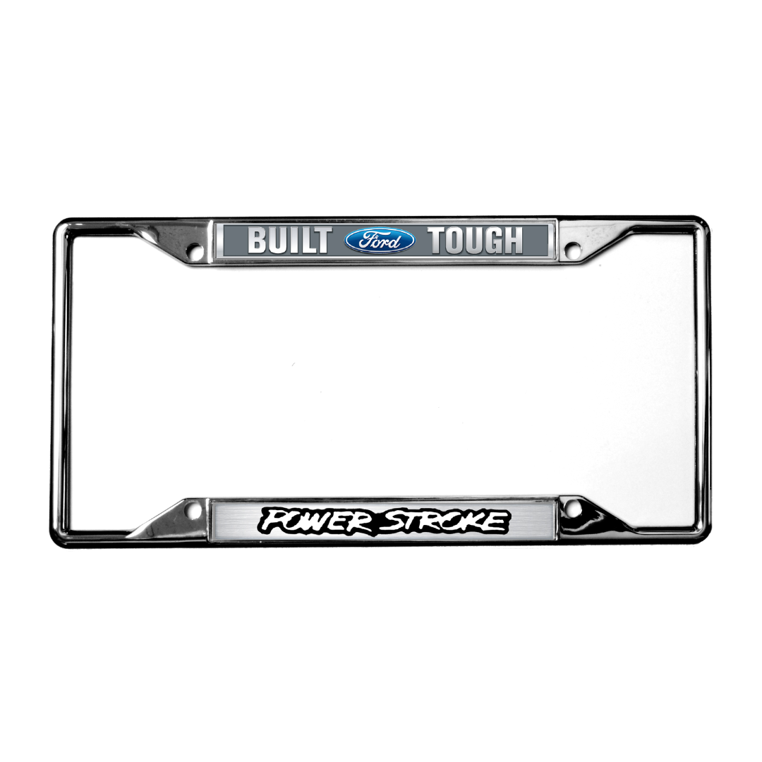 Ford Built Ford Tough Power Stroke Chrome License Plate Frame