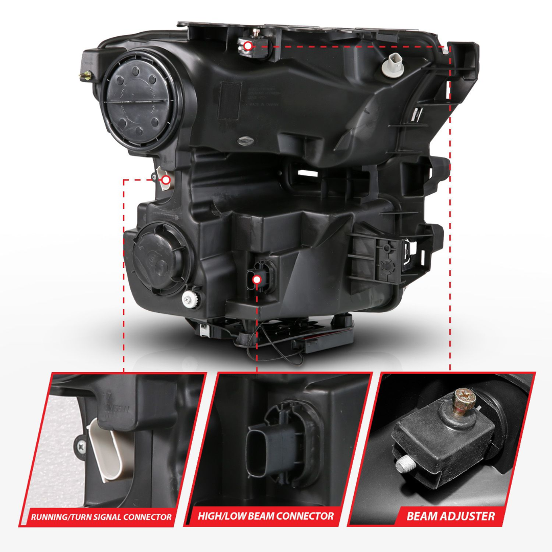 FORD F-150 15-17 FULL LED Chrome Projector Plank Style Headlights Sequential Signal W/ Initiation Feature (FOR HALOGEN MODELS ONLY)