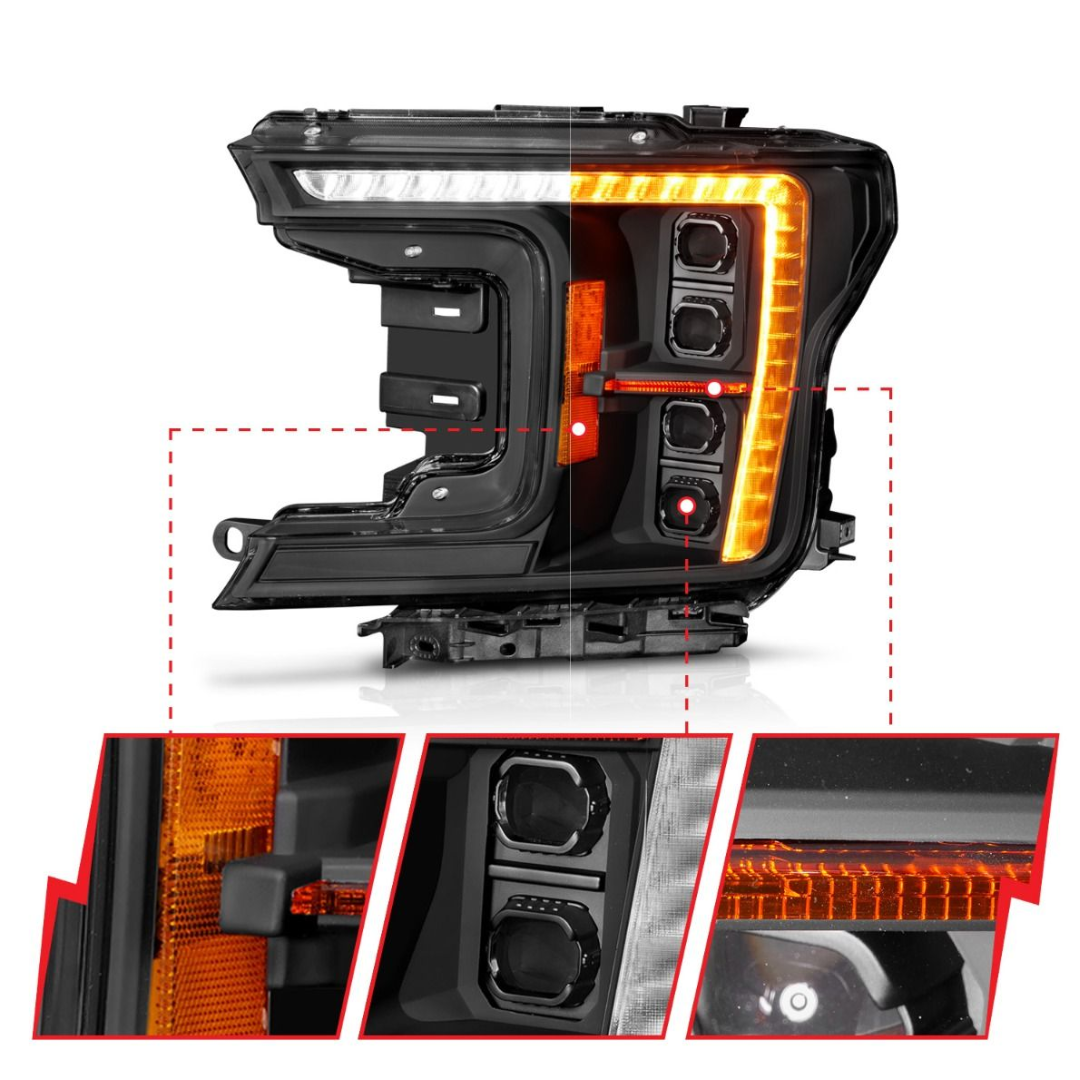 FORD F-150 18-20 Z-SERIES FULL LED Projector Plank Style Headlights Sequential Signal W/ Initiation Feature (FOR HALOGEN MODELS ONLY)