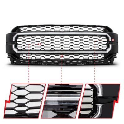 FORD F-150 21-23 Nexum Series Black LED Grille with Ignition Initiation Feature & Running Light Bar