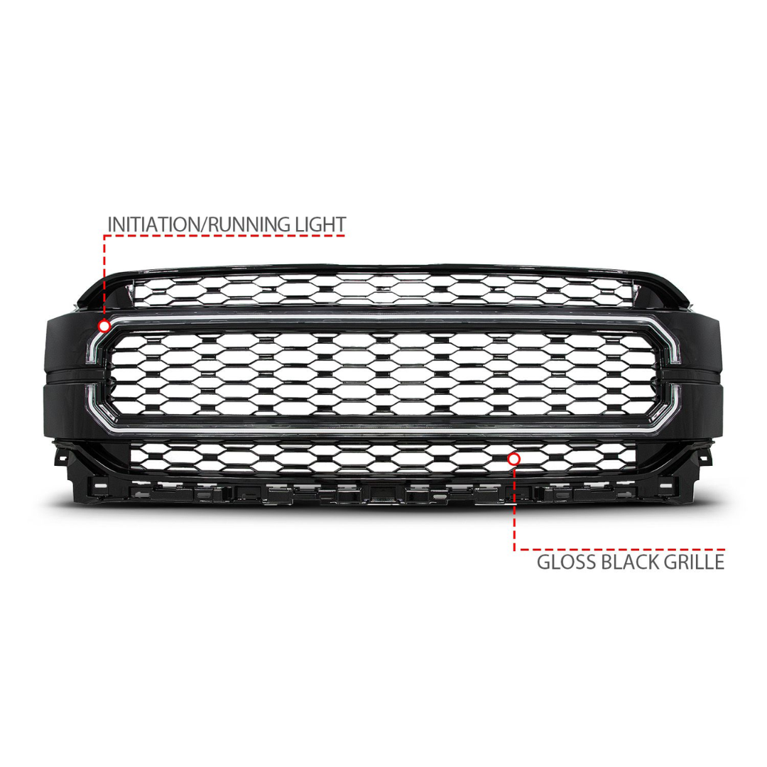 FORD F-150 21-23 Nexum Series Black LED Grille with Ignition Initiation Feature & Running Light Bar