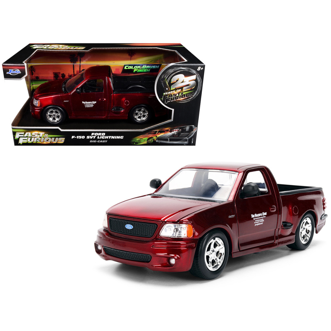 Ford F-150 SVT Lightning Pickup Truck Red Color Brush Finish "The Fast and the Furious" (2001) Movie "25 Years of Fast & Furious" Series 1/24 Diecast Model Car