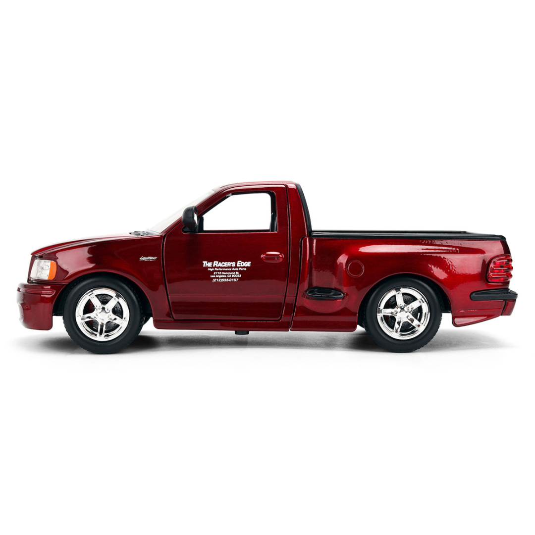 Ford F-150 SVT Lightning Pickup Truck Red Color Brush Finish "The Fast and the Furious" (2001) Movie "25 Years of Fast & Furious" Series 1/24 Diecast Model Car