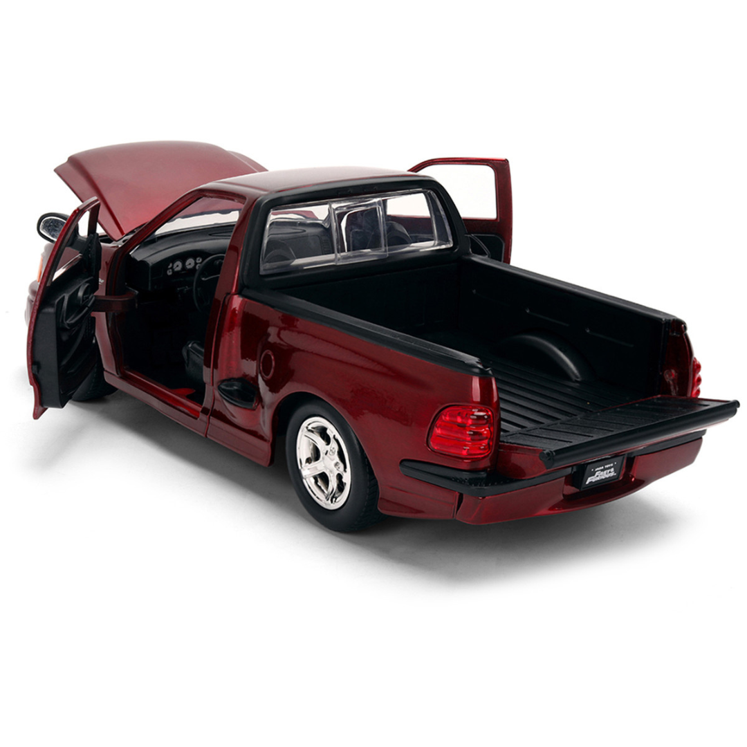 Ford F-150 SVT Lightning Pickup Truck Red Color Brush Finish "The Fast and the Furious" (2001) Movie "25 Years of Fast & Furious" Series 1/24 Diecast Model Car