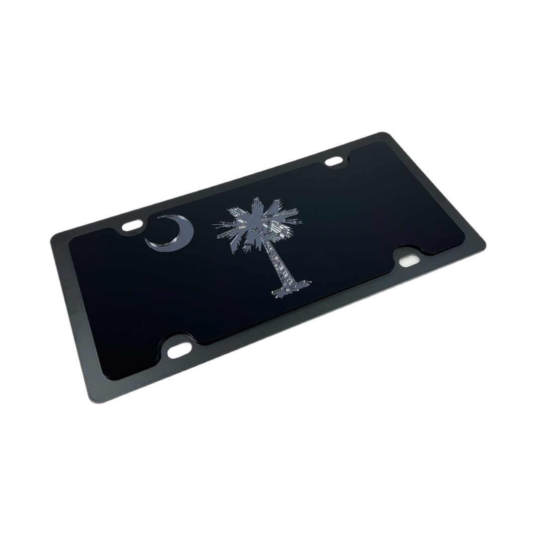 South Carolina State Flag Blacked Out Carbon Steel License Plate