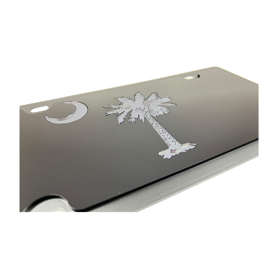 South Carolina State Flag Blacked Out Carbon Steel License Plate