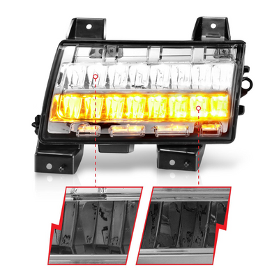 Jeep Wrangler 18-23 Full LED Fender Lights Chrome W/ Sequential Signal (FOR SPORT, SPORT S MODEL HALOGEN FENDER LIGHTS)