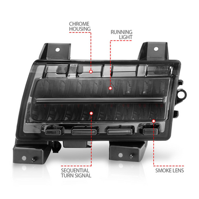 Jeep Wrangler 18-23 Full LED Fender Lights Smoke W/ Sequential Signal (FOR SPORT, SPORT S MODEL HALOGEN FENDER LIGHTS)