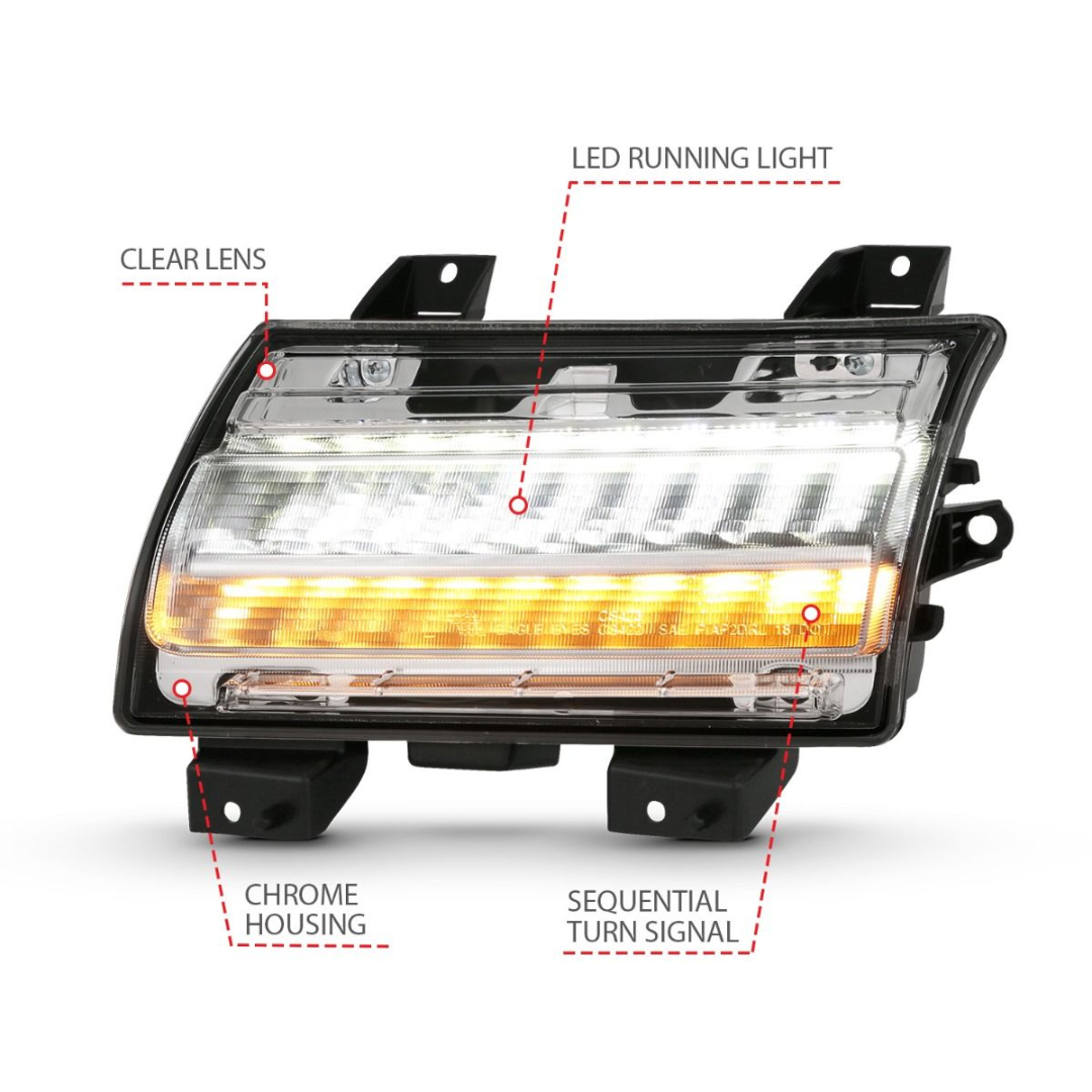 Jeep Wrangler 18-23 / Gladiator 20-23 LED Fender Lights Chrome W/ Sequential Signal (FOR MODELS W/ FACTORY LED FENDER LIGHTS)