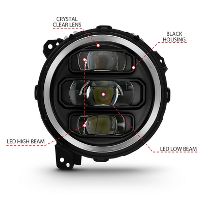 Jeep Wrangler 18-24 / Gladiator 20-24 Black Full LED Projector Headlights
