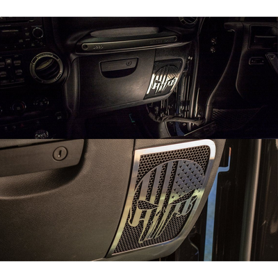 2007-2018 Jeep Wrangler JK/JKU - American Pride Patriot Skull Speaker Grilles 2Pc | Stainless Steel, Polished