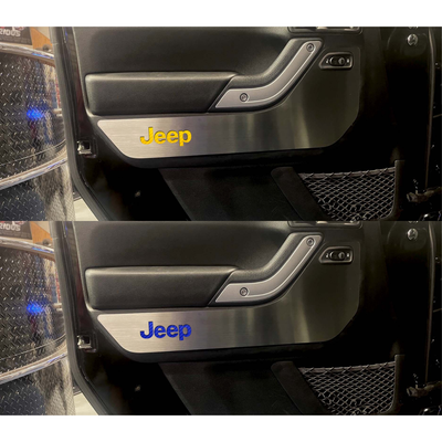 2007-2018 Jeep Wrangler JK - Front Door Guards Brushed w/Jeep Logo 2pc