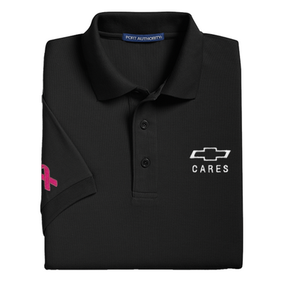 Men's Chevy Cares breast cancer awareness polo in black