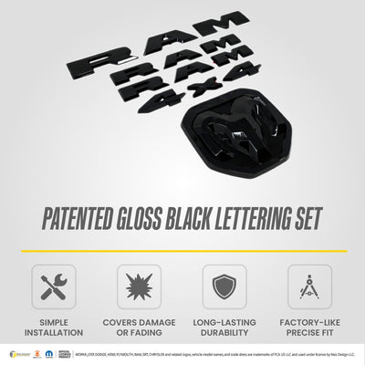 Trim Illusion LET800BLK gloss black lettering set for 2019-2024 Ram 1500 - image 8