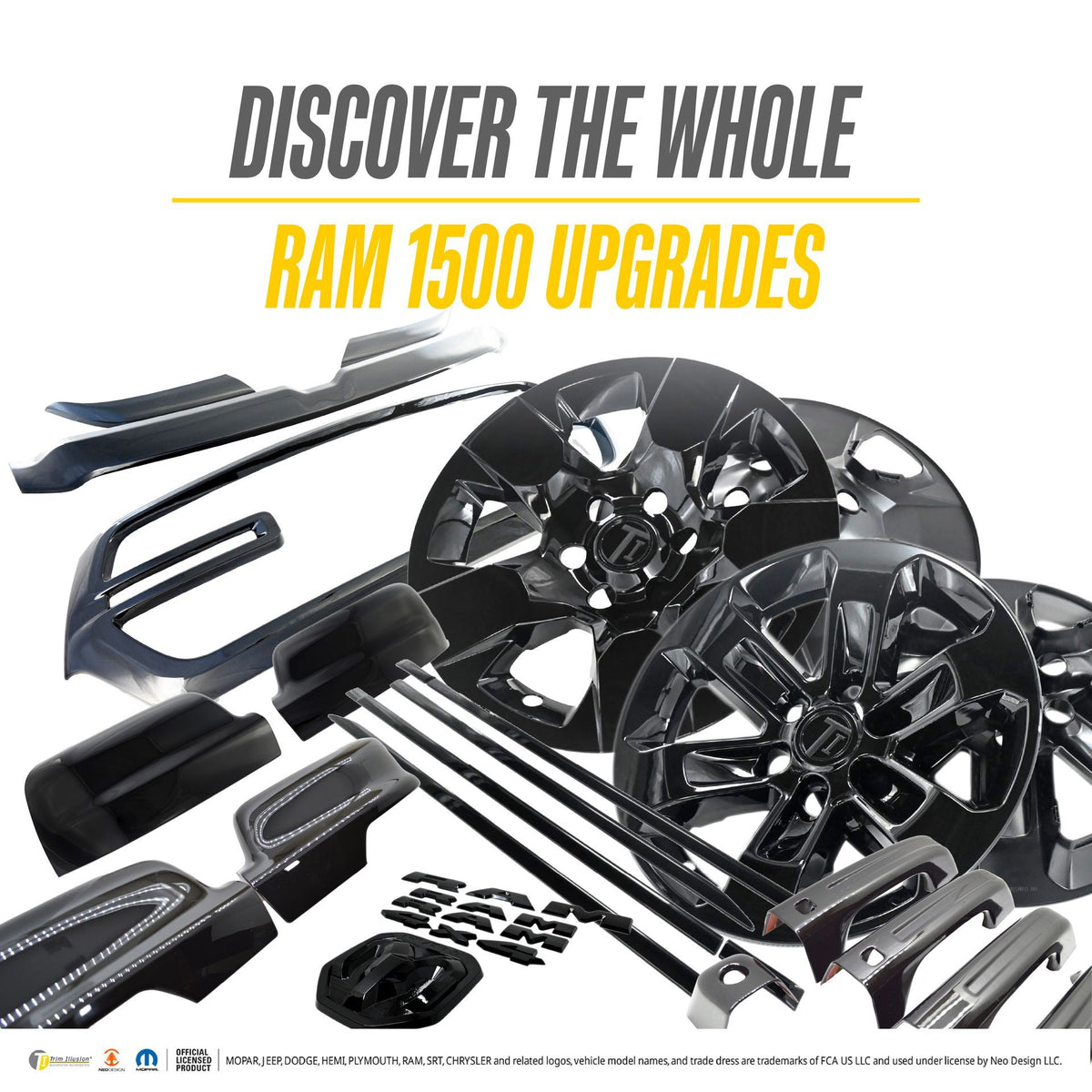 Trim Illusion LET800BLK gloss black lettering set for 2019-2024 Ram 1500 - image 5