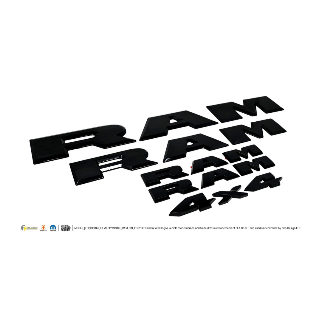 2025-26 Ram 1500 5 PCS Gloss Black Tape-on Lettering Set