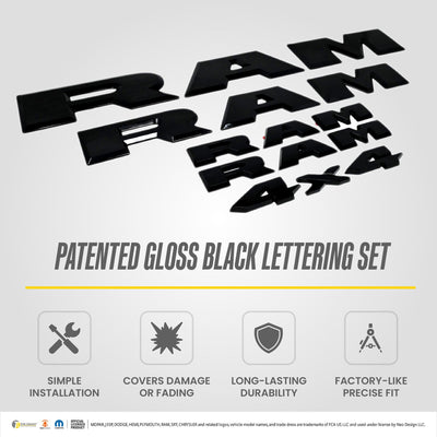 Trim Illusion LET802BLK gloss black lettering set for 2025-2026 Ram 1500 - image 8