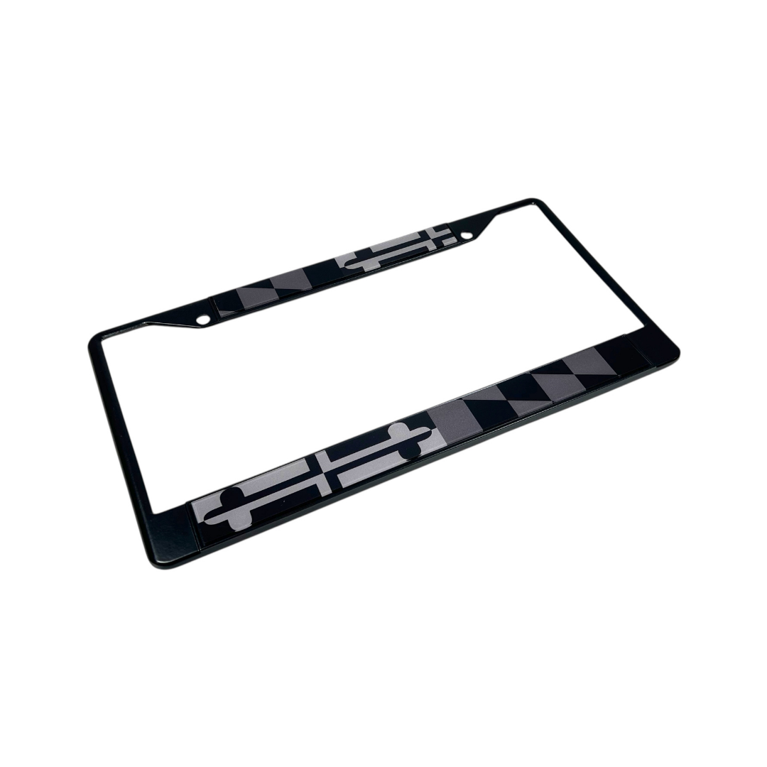 Maryland Flag Blacked Out License Plate Frame