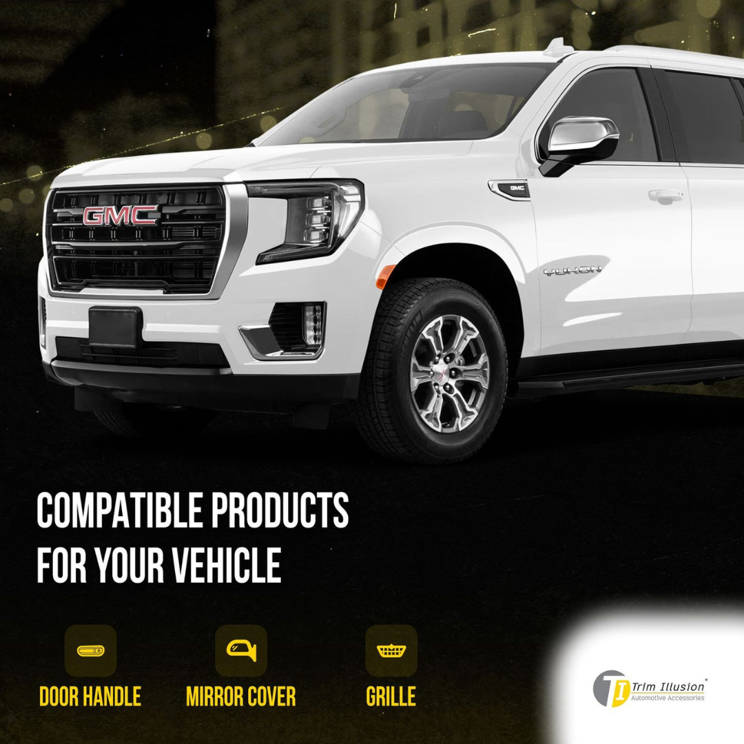 2021-2024 Chevrolet Suburban/Tahoe, 2024 Chevrolet Silverado EV, 21-24 GMC Yukon/Yukon XL, 21-24 Cadillac Escalade 2 PCS W/ or W/O Turn Signal Top Chrome Tape-on Mirror Cover