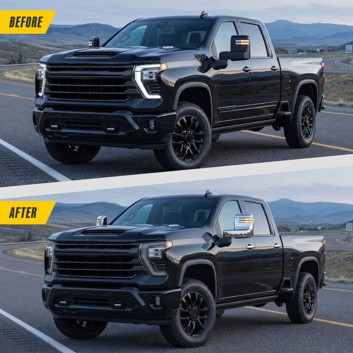 Trim Illusion MC364 chrome mirror covers for 2020-2026 Chevrolet Silverado 2500 HD, Silverado 3500 HD, GMC Sierra 2500 HD and more - image 9