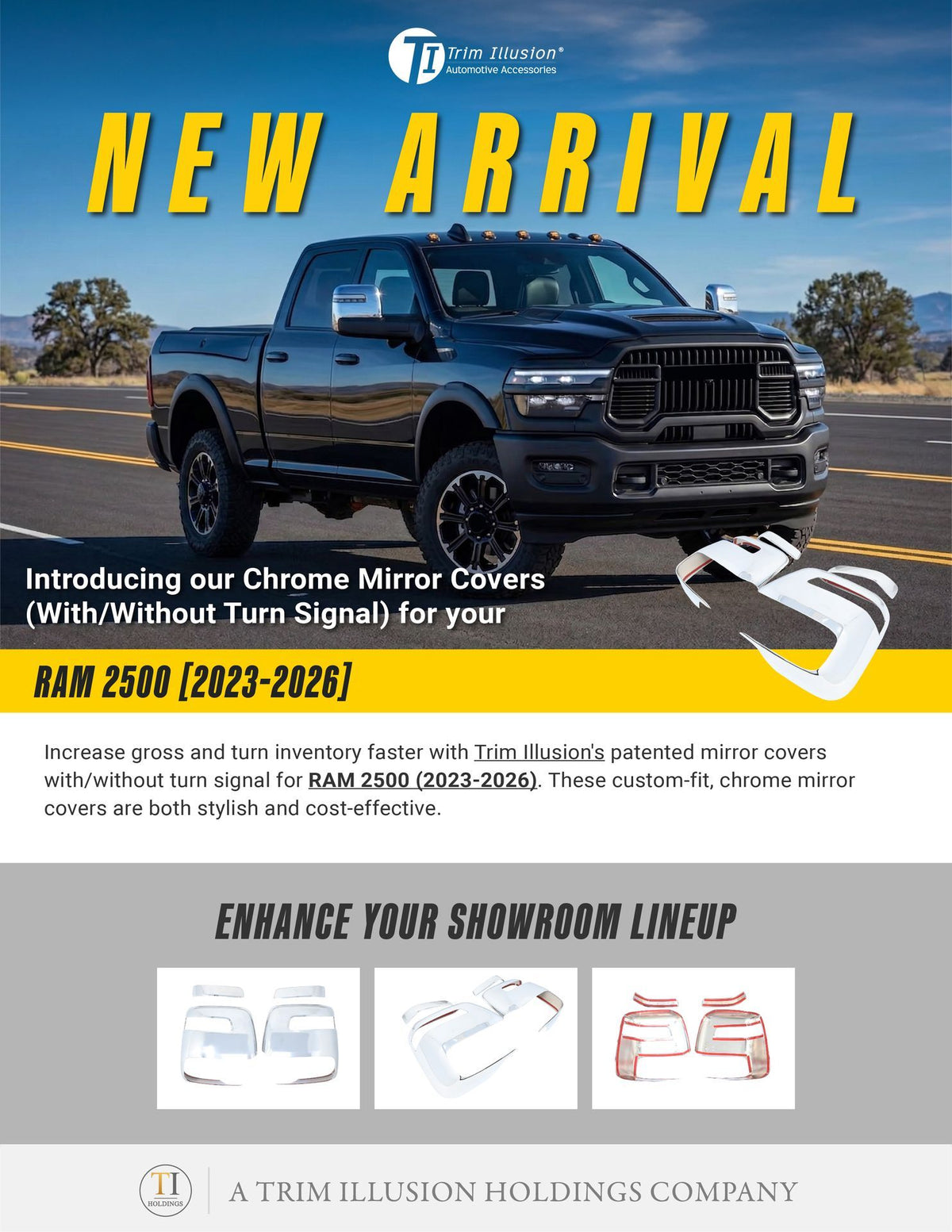 Trim Illusion MC376 chrome mirror covers for 2023-2026 Ram 3500 and Ram 2500 - image 15