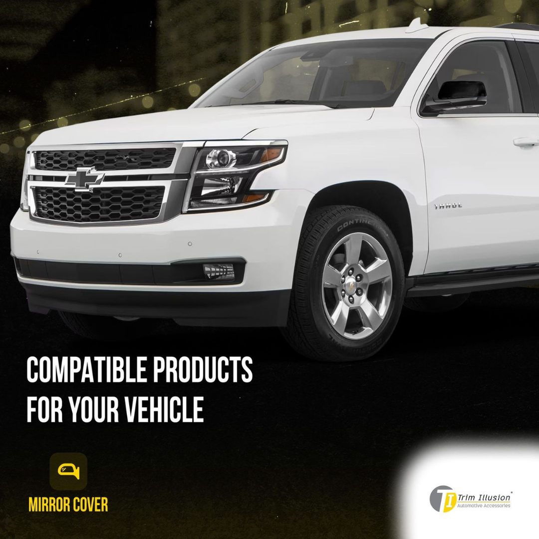 2015-2020 Chevrolet Tahoe/Suburban, 15-20 GMC Yukon 2 PCS Top Gloss Black Tape-on Mirror Cover