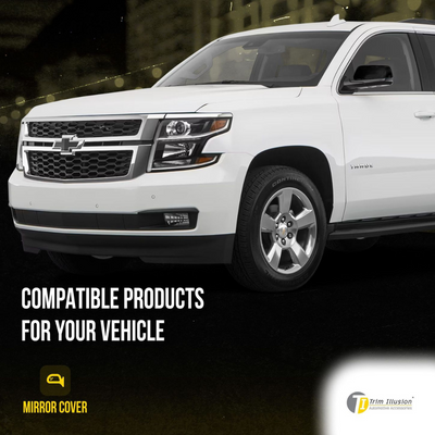 2015-2020 Chevrolet Tahoe/Suburban, 15-20 GMC Yukon 2 PCS Top Gloss Black Tape-on Mirror Cover