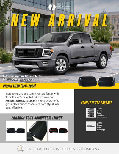 Trim Illusion MC6297BLK gloss black mirror covers for 2017-2024 Nissan TITAN - image 12