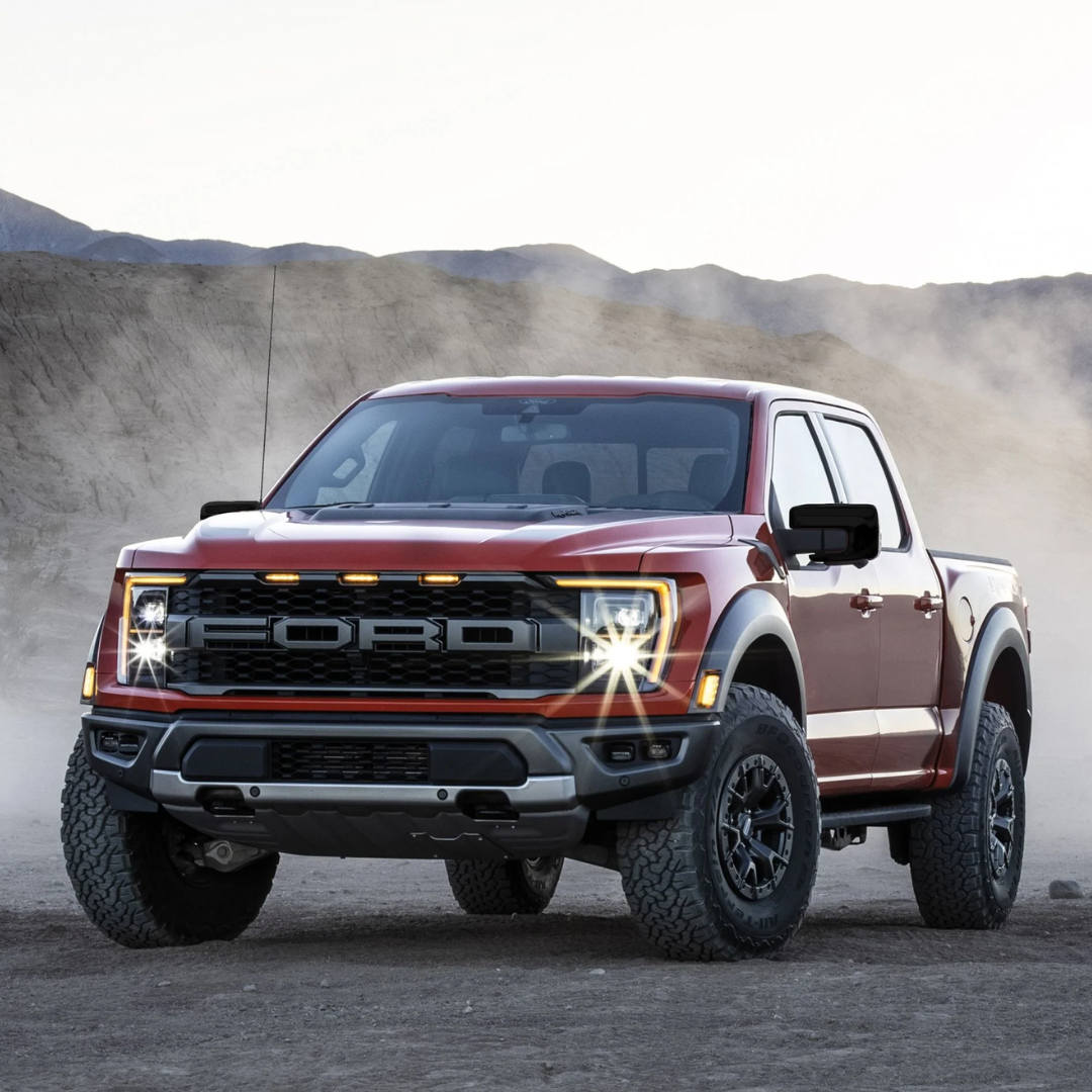 2021-24 Ford F-150 With or W/O Camera 2 PCS With Turn Signal Gloss Black Tape-on Mirror Cover