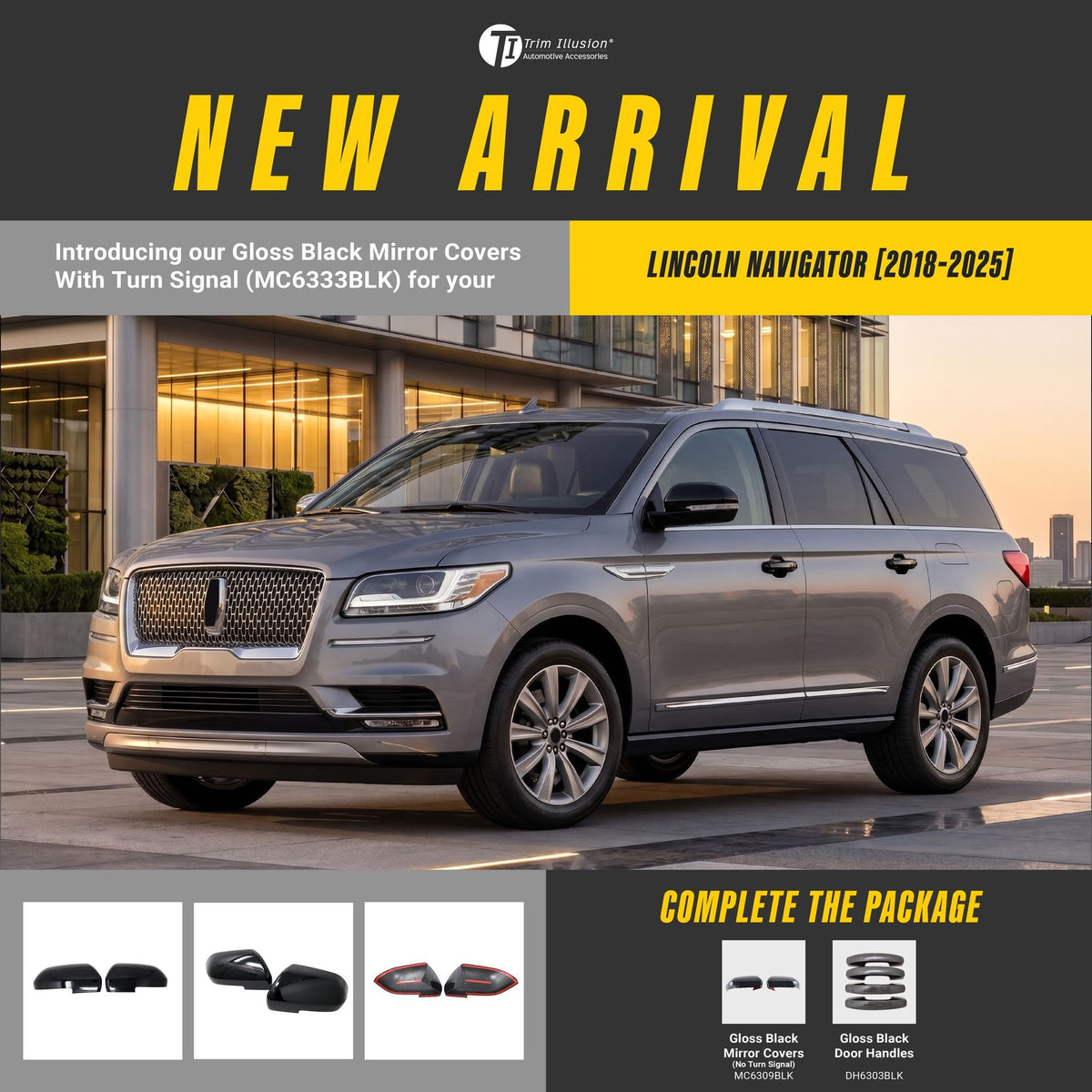 Trim Illusion MC6333BLK gloss black mirror covers for 2018-2025 Ford Expedition and Lincoln Navigator - image 10