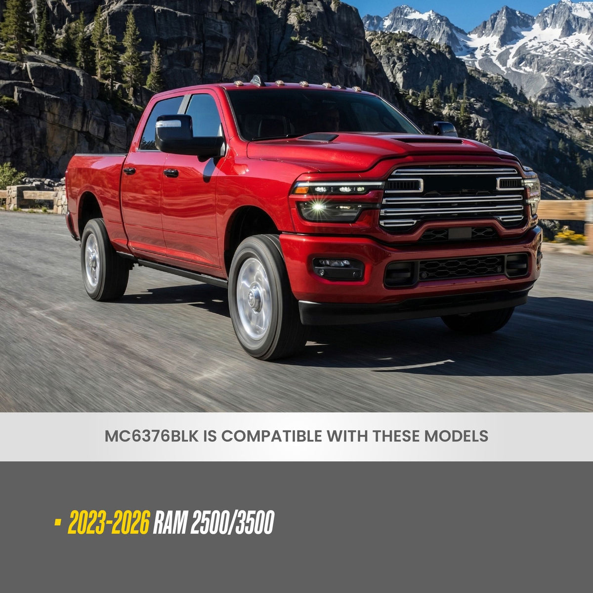 Trim Illusion MC6376BLK gloss black mirror covers for 2023-2026 Ram 3500 and Ram 2500 - image 6