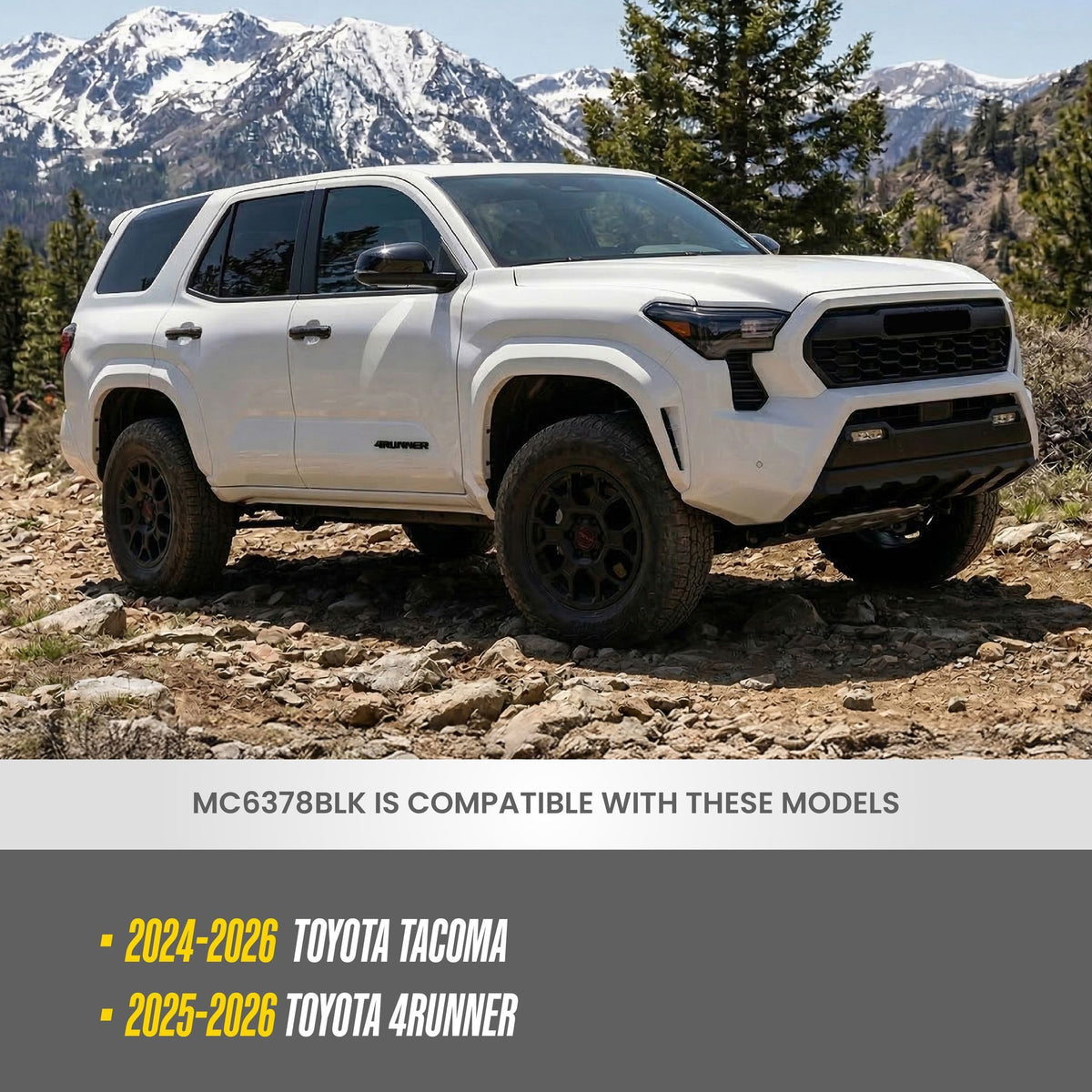 Trim Illusion MC6378BLK gloss black mirror covers for 2024-2026 Toyota Tacoma and 4Runner - image 8