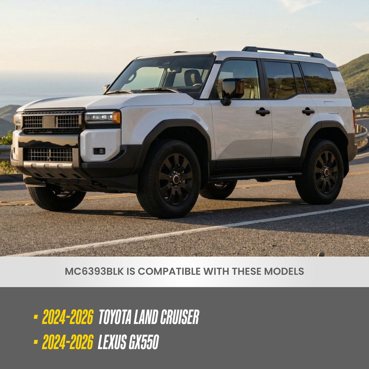 Trim Illusion MC6393BLK gloss black mirror covers for 2024-2026 Lexus GX550 and Toyota Land Cruiser - image 7