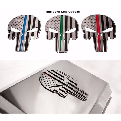 American Pride Patriot Skull Emblem 6" 1Pc | Stainless Steel, Choose Finish & Color Inlay