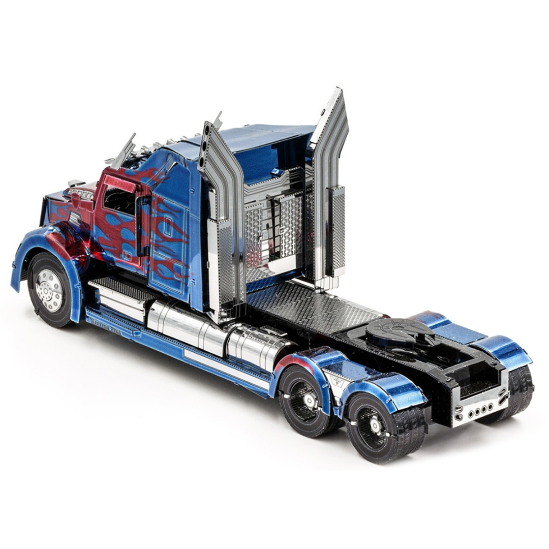 Model Kit Western Star 5700 Truck "Optimus Prime" Blue with Red Flames "Transformers: The Last Knight" (2017) Movie (Moderate Difficulty) Steel Model